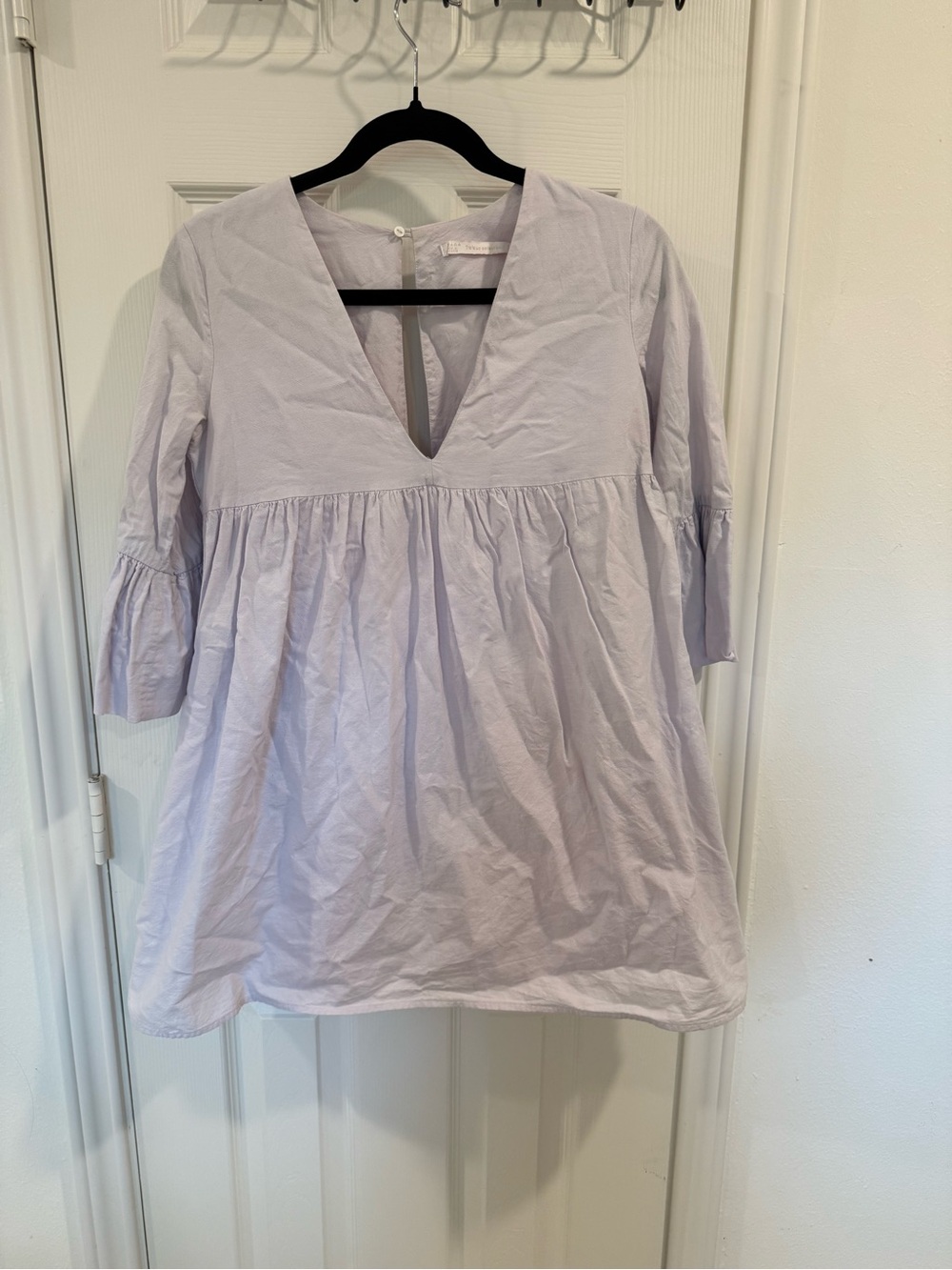 Zara Lavender V-Neck Babydoll Mini Dress with Shorts, Size XS